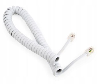 Kabel telefoniczny słuchawkowy skrętny RJ10 4P4C biały 2m