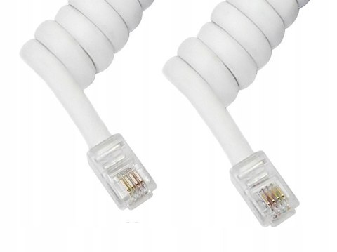 Kabel telefoniczny słuchawkowy skrętny RJ10 4P4C biały 2m
