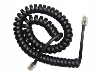 Kabel telefoniczny słuchawkowy skrętny RJ10 4P4C czarny 2m