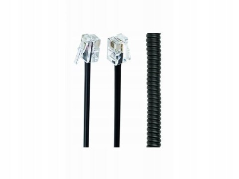 Kabel telefoniczny słuchawkowy skrętny RJ10 4P4C czarny 2m