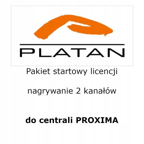 Pakiet startowy licencji na nagrywanie 2 kanałów do central Platan PROXIMA