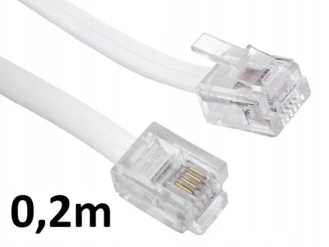 Przewód telefoniczny RJ11 - RJ11 biały 6P4C płaski kabel 0,2m