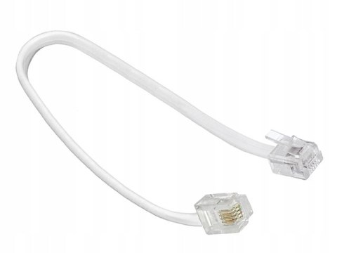 Przewód telefoniczny RJ11 - RJ11 biały 6P4C płaski kabel 0,2m