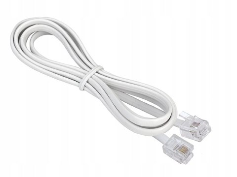 Przewód telefoniczny RJ11 - RJ11 biały 6P4C płaski kabel 1,5m
