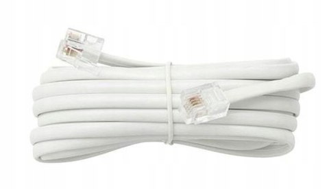 Przewód telefoniczny RJ11 - RJ11 biały 6P4C płaski kabel 3m
