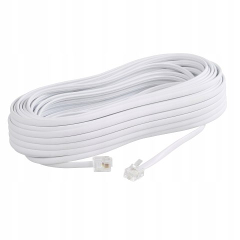 Przewód telefoniczny RJ11 - RJ11 biały 6P4C płaski kabel 5m