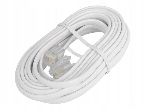 Przewód telefoniczny RJ11 - RJ11 biały 6P4C płaski kabel 7m