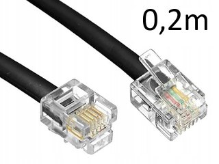 Przewód telefoniczny RJ11 - RJ11 czarny 6P4C płaski kabel 0,2m