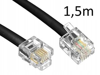 Przewód telefoniczny RJ11 - RJ11 czarny 6P4C płaski kabel 1,5m