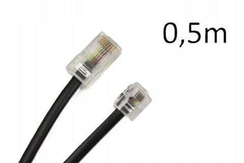 Przewód telefoniczny RJ45 - RJ11 płaski 4 żyłowy 8P4C - 6P4C czarny 0,5m