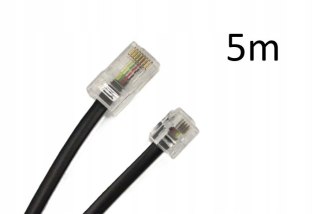 Przewód telefoniczny RJ45 - RJ11 płaski 4 żyłowy 8P4C - 6P4C czarny 5m